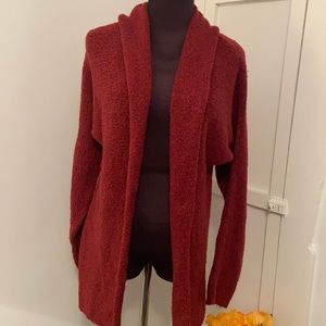 Eddie Bauer Red Knit Wrap Neckline Long-Sleeve Cardigan with Button